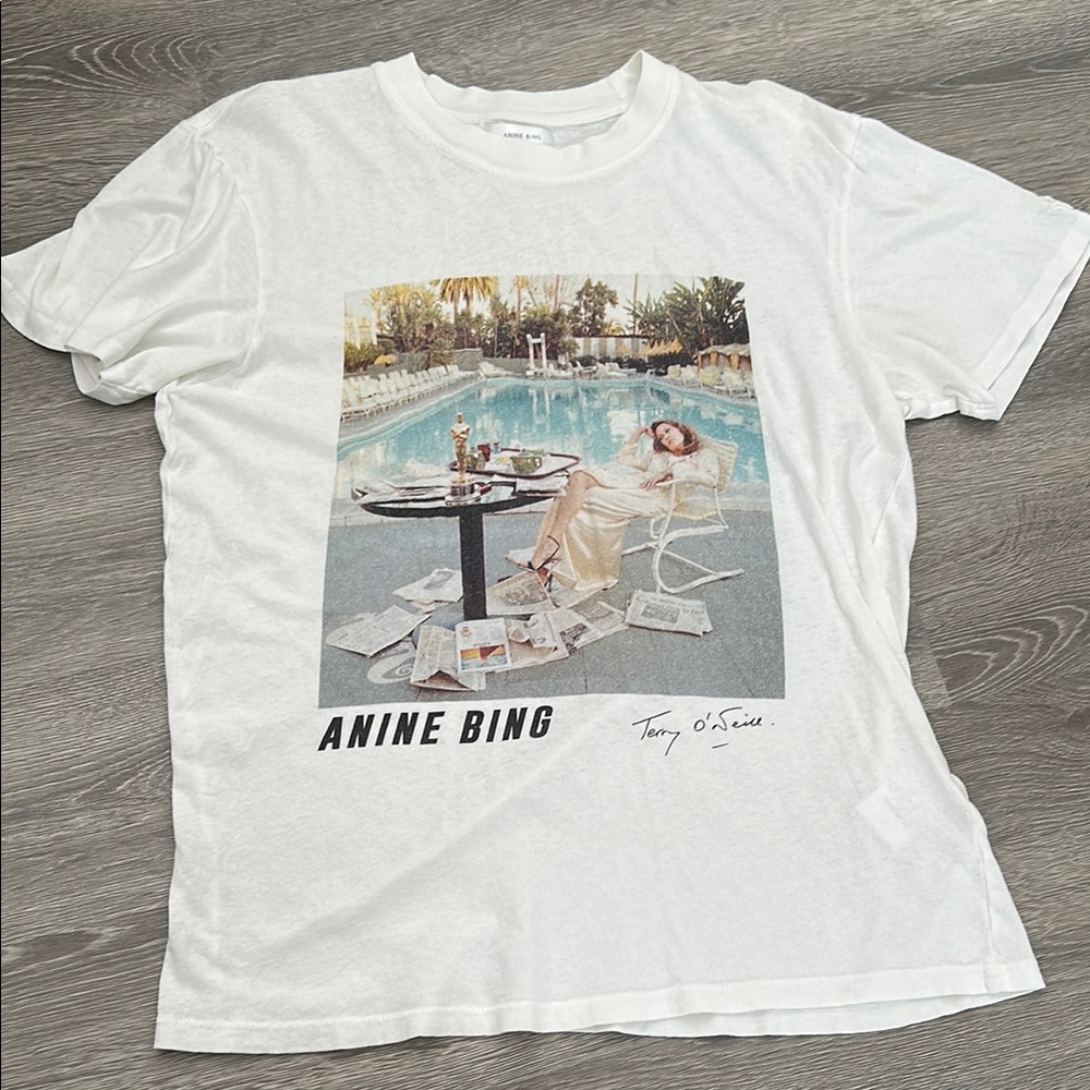 Anine Bing Terry O'Neill Faye Dunaway 1977 Graphic 100% Cotton T-shirt sz S